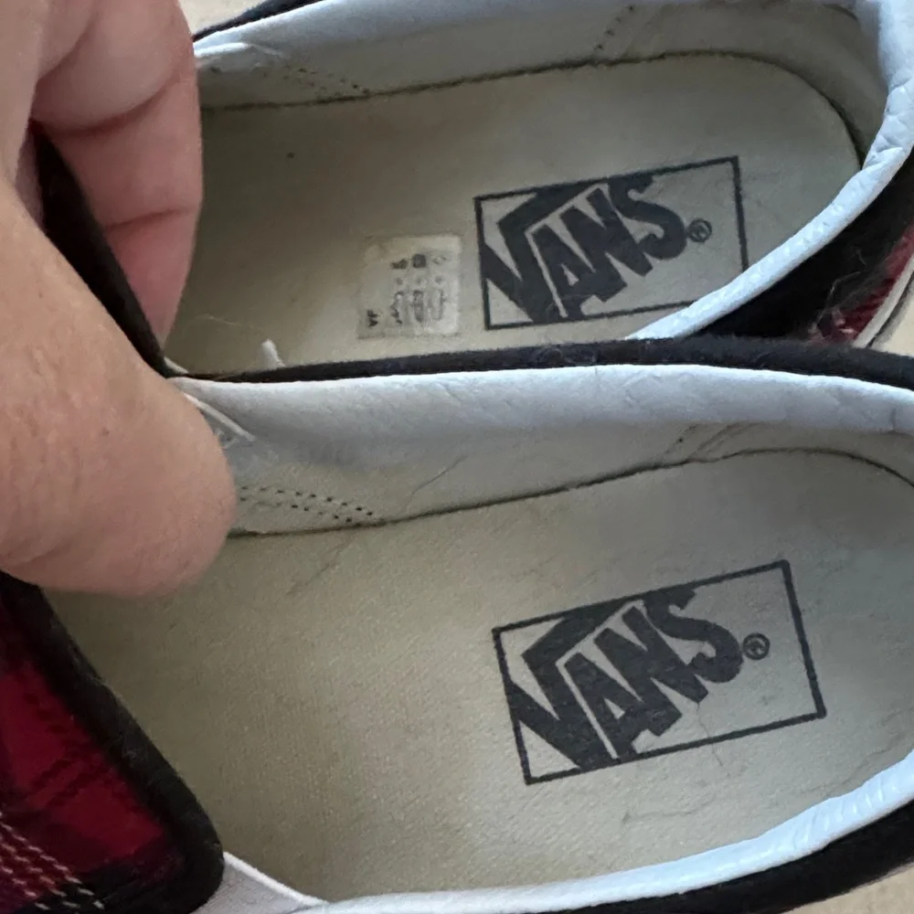 Vans Red and Black Plaid Slip-On Sneakers - Picture 3 of 6